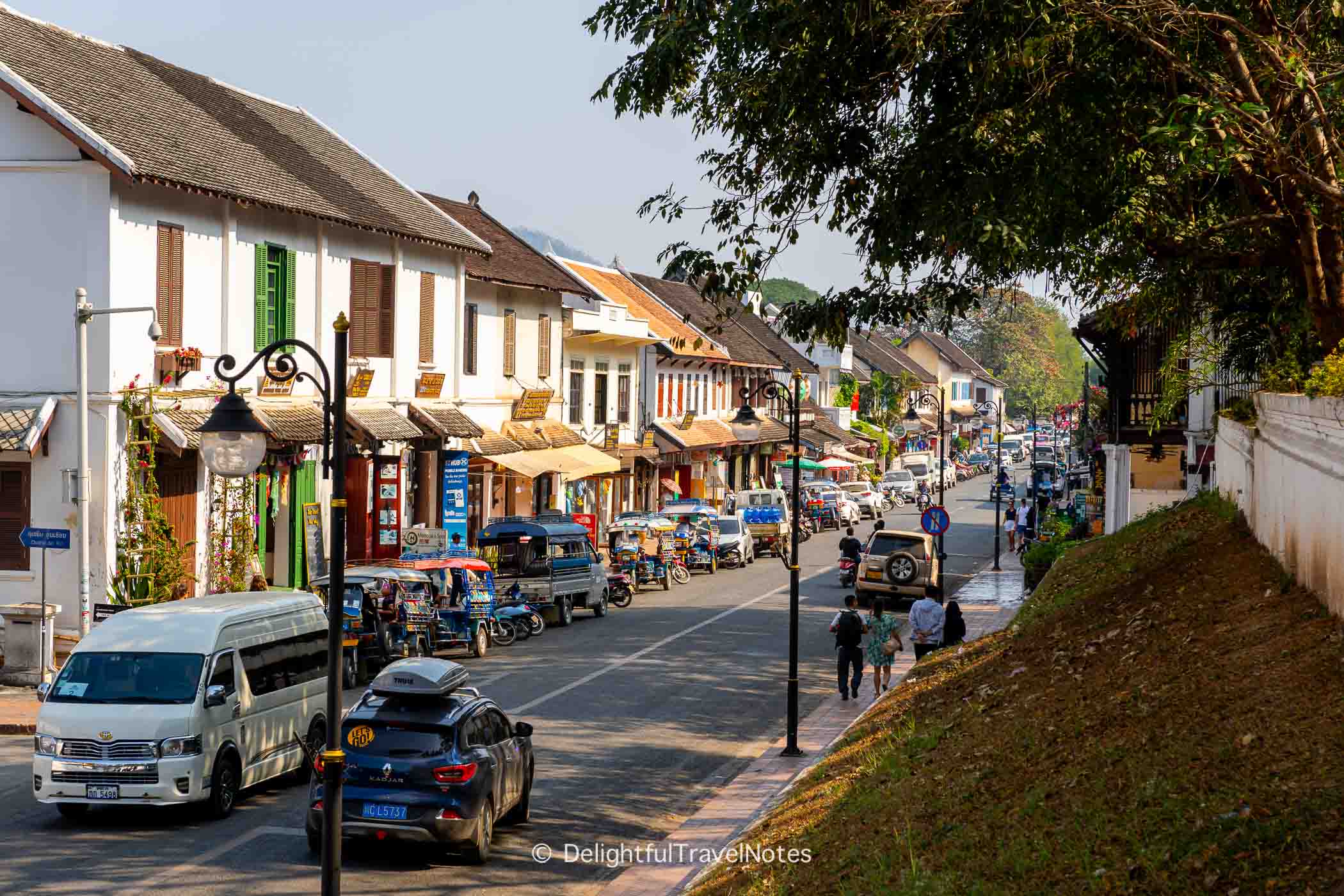 Houses on Sisavangvong street in Luang Prabang Laos 2